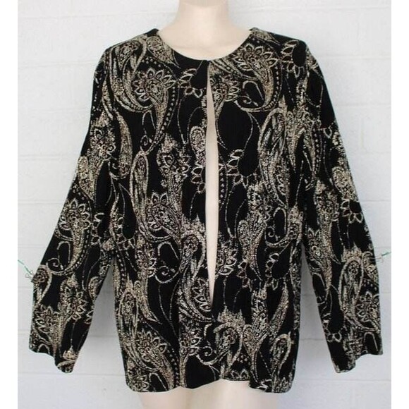 Alex Evenings XXL Gold Silver Trimmed Paisley 2 Piece Tank Jacket Set - Picture 1 of 11
